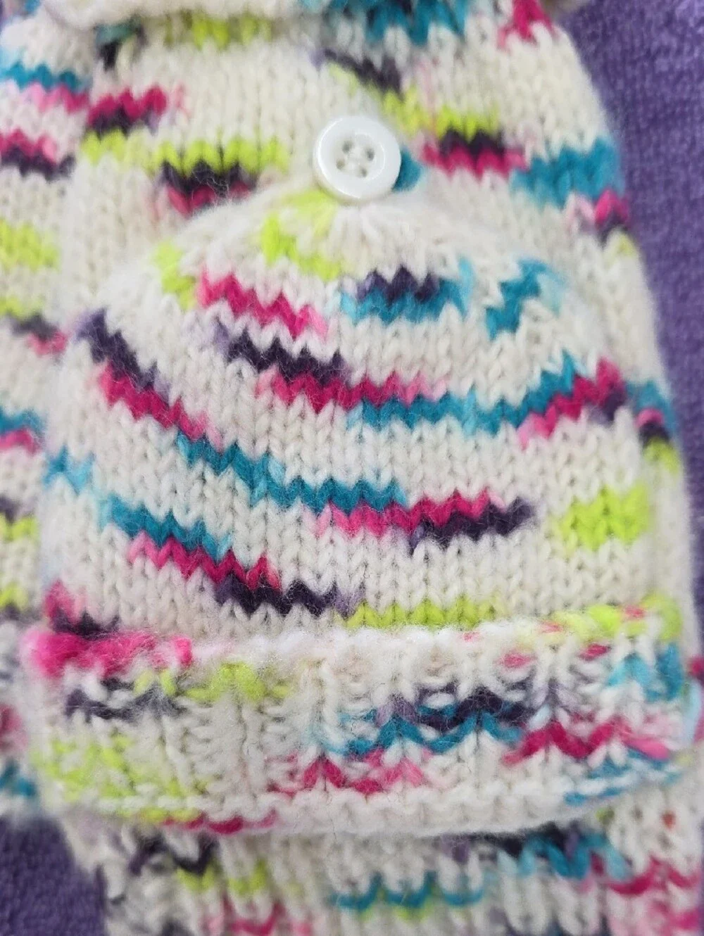 NWT Joe Boxer Kids Multicolor Knit Convertible Mittens - White with Neon Accents